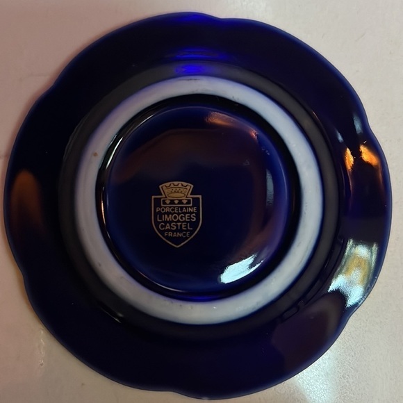 Limoges Castel Cobalt Blue Porcelain Gold Pattern 3.25” Made in France - Picture 2 of 3